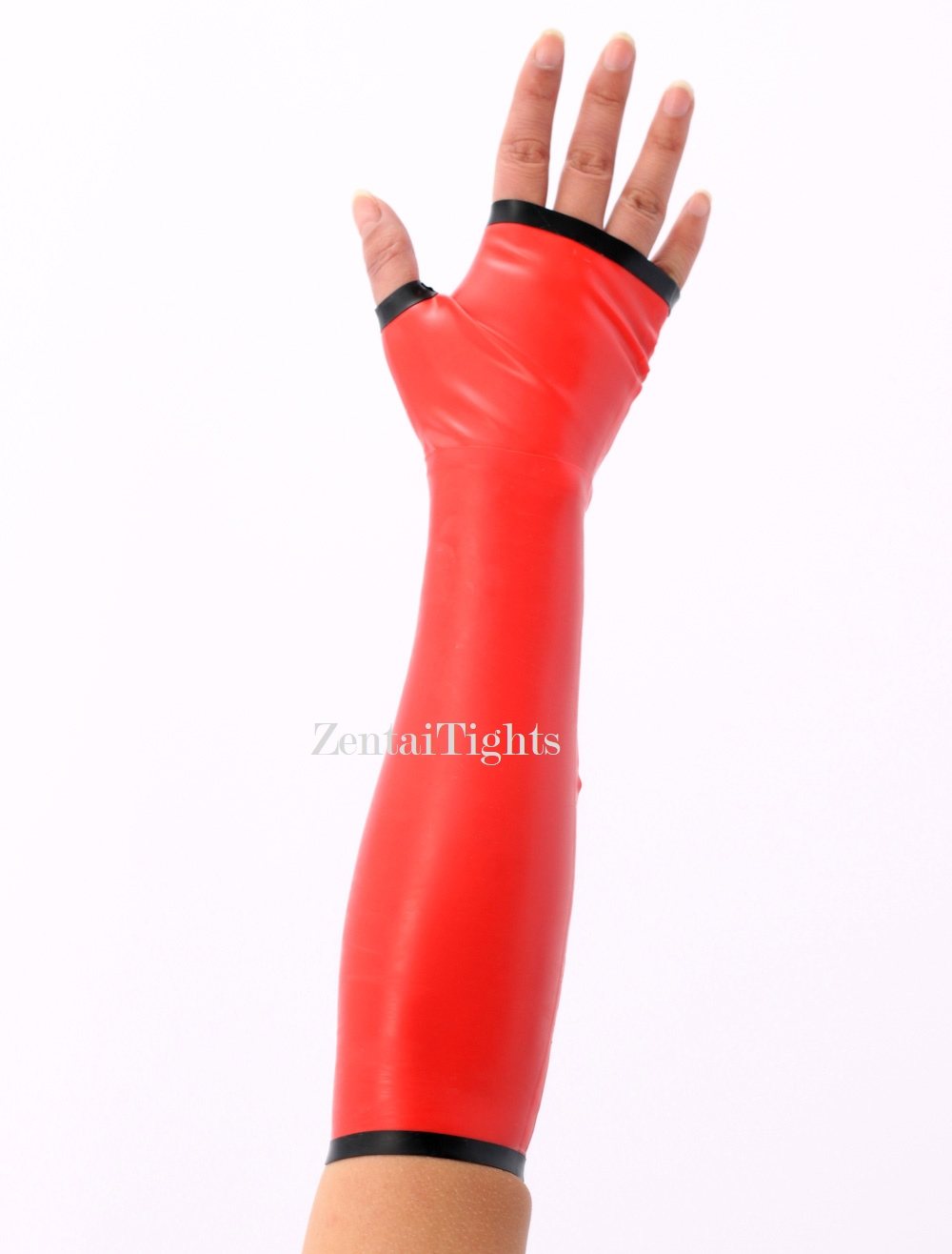 Zentai Cosplay Red Open Finger Zentai Latex Gloves