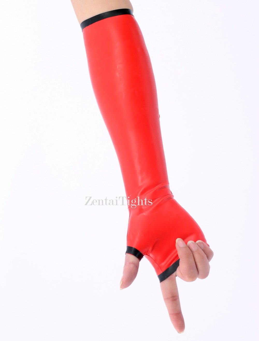 Zentai Cosplay Red Open Finger Zentai Latex Gloves
