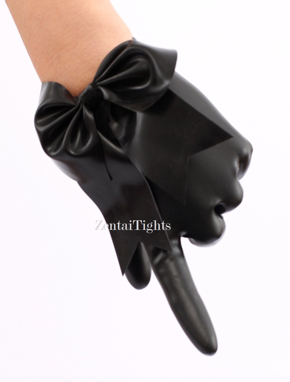 Zentai Black Big Bow Zentai Latex Gloves