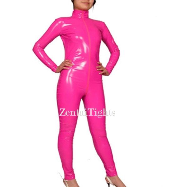 Pink Closure PVC Catsuit Costume
