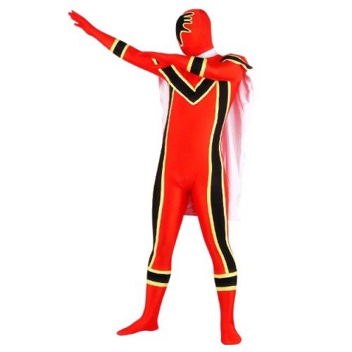 Black, Red and Yellow Lycra Spandex Full body Zentai Suit