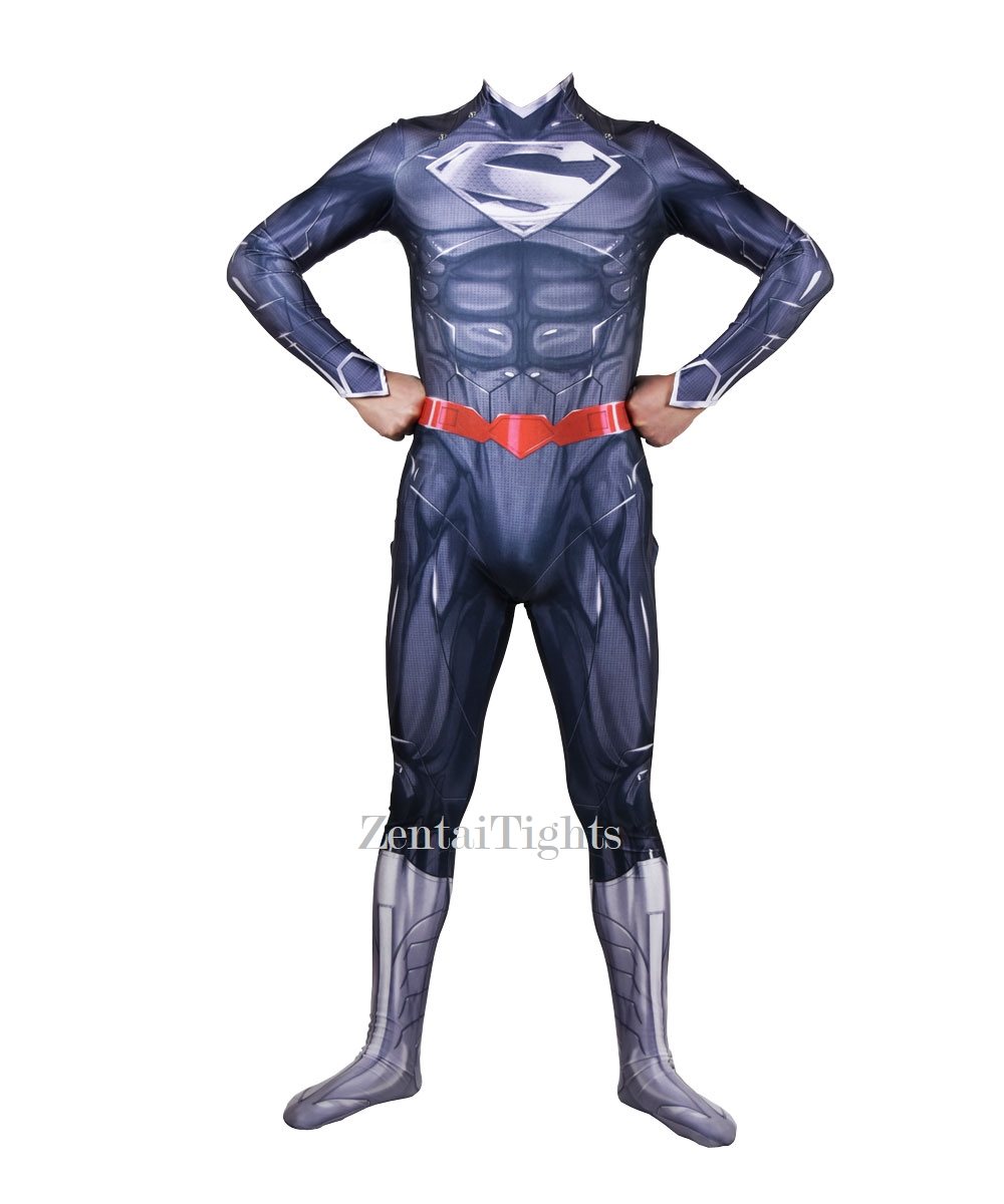 Justice Superman League New Style Black Muscle Superman Bodysuit Superman Cosplay Suit with shawl