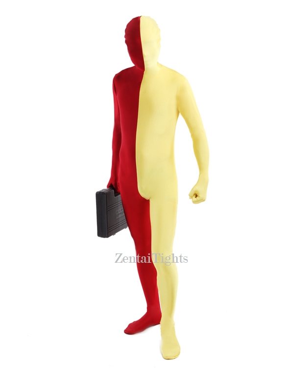 Halloween Red and Yellow costume Full Body Lycra Spandex Zentai Suit
