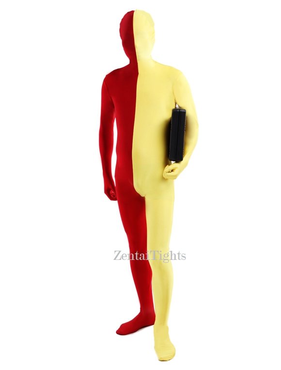 Halloween Red and Yellow costume Full Body Lycra Spandex Zentai Suit