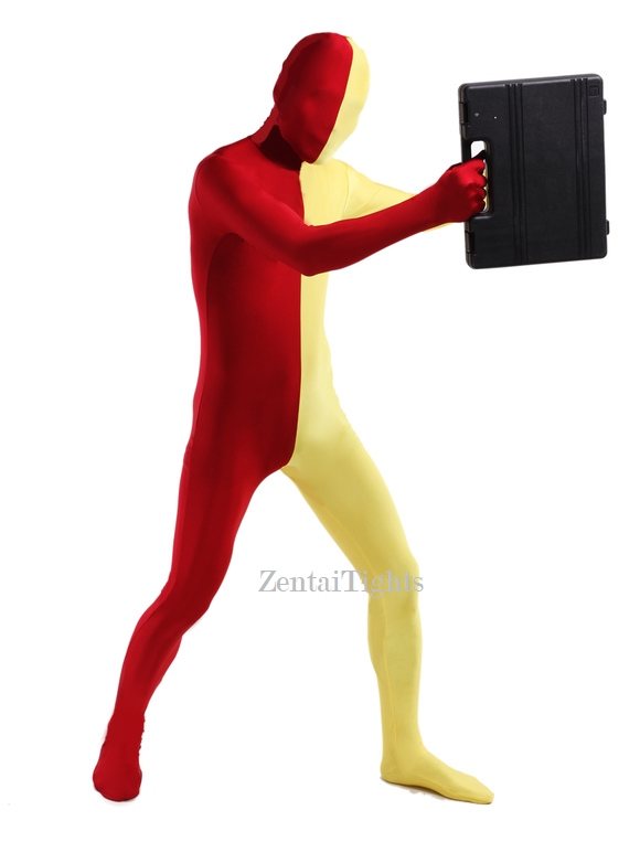 Halloween Red and Yellow costume Full Body Lycra Spandex Zentai Suit