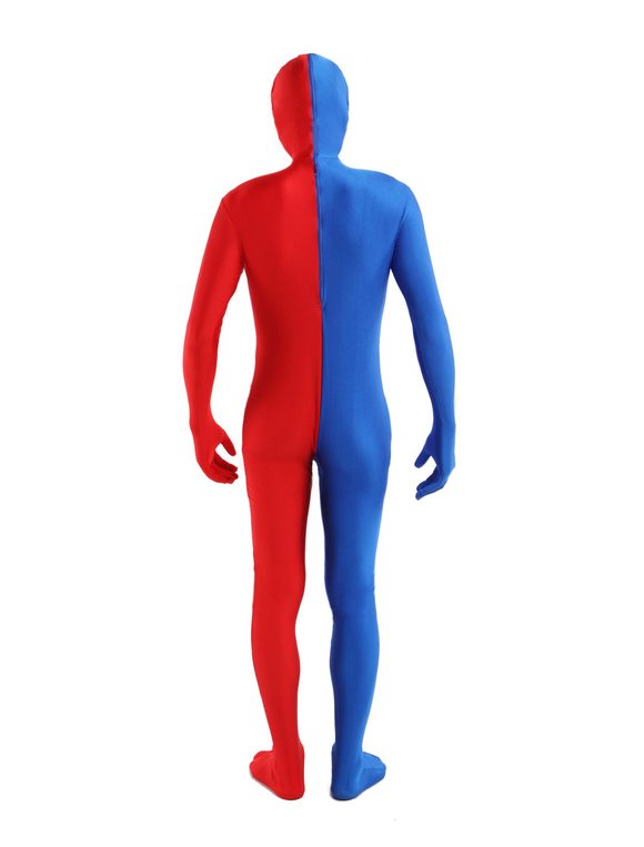 Halloween Blue Red split Lycra costume Full Body lycra Spandex zentai suit