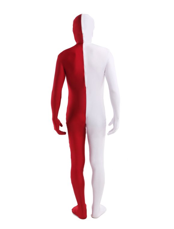 Halloween Red White split costume Lycra Spandex Full Body Zentai Suit