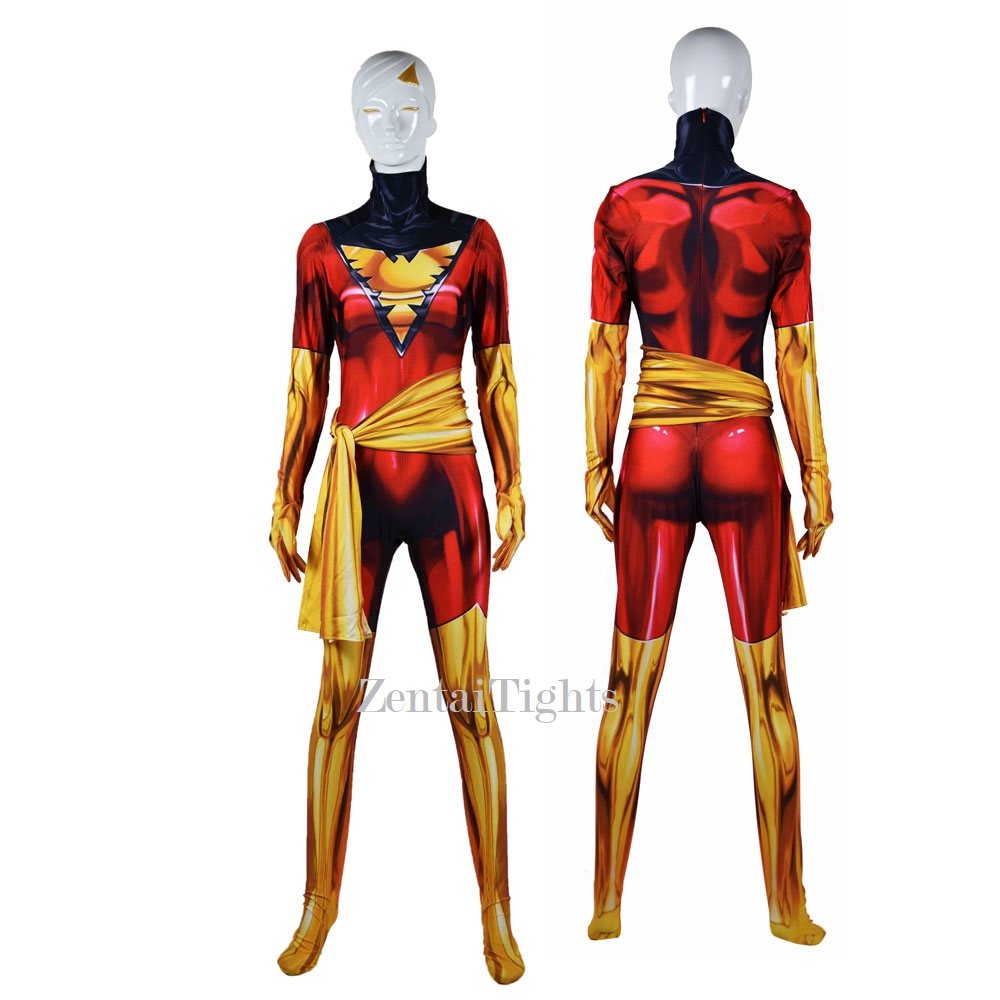 Halloween Red X-Men: costume Dark Phoenix Jean Grey Cosplay zentai suit