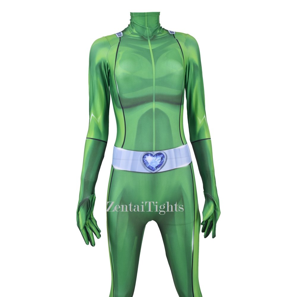 Halloween costume Totally Spies anime Green Girl Agent Group Mandy Cosplay zentai suit