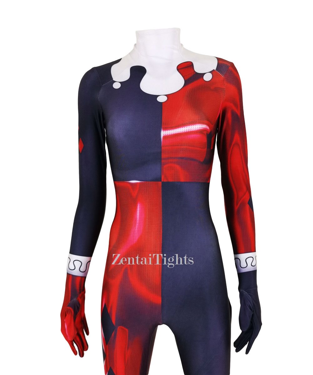 Halloween Adult Kids costume DC Comics Jester Girl Cosplay Harley Quinn Clown Female zentai suit
