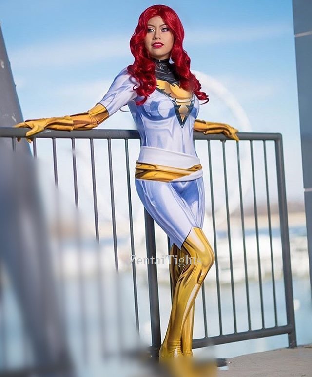Halloween White X-Men Dark Phoenix female costume Dark Phoenix Jean Grey Cosplay costume zentai suit