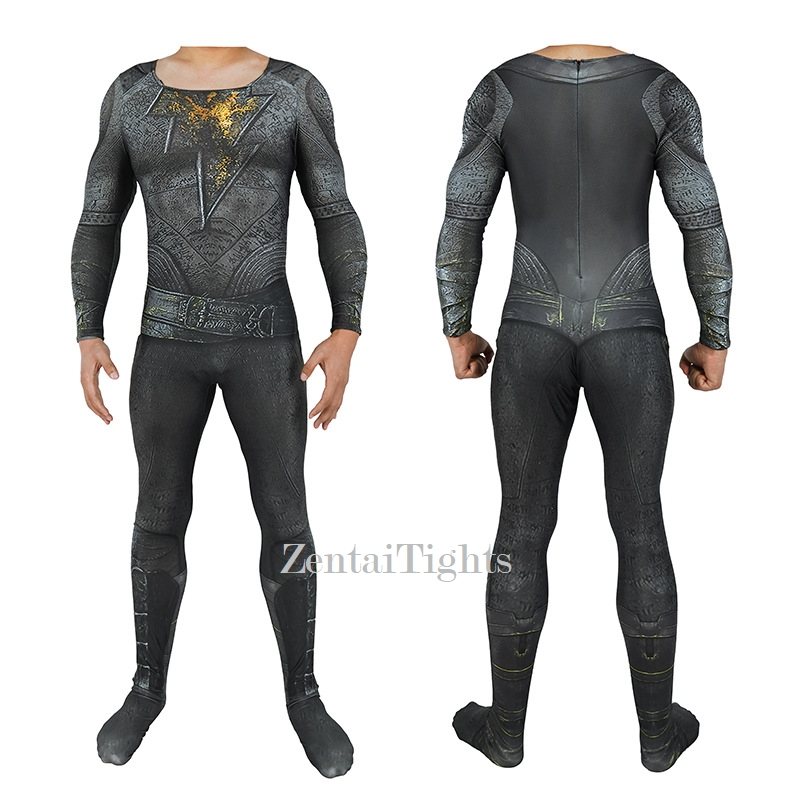 Halloween DC Movie Black Adam Cosplay Costume villain Thunder Shazam full body zentai suit