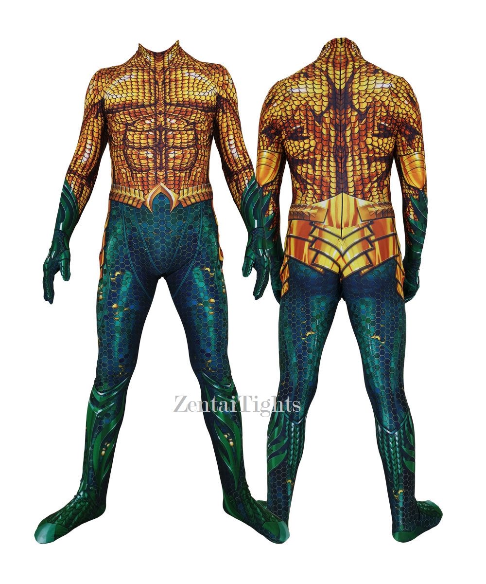 Halloween DC movie Aquaman Cosplay Costume Golden Aquaman Superhero Cosplay  zentai suit