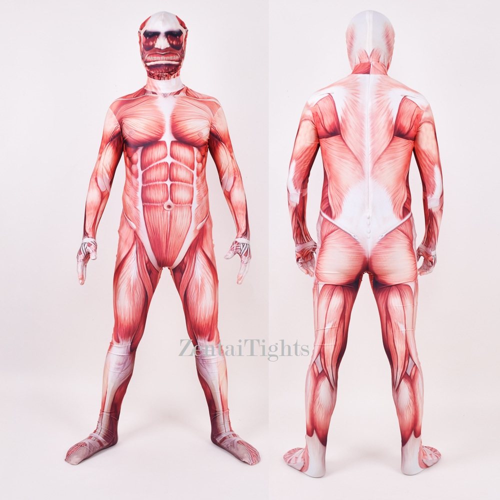 Halloween Anime full body muscle costume Attack on Titan cosplay zentai suit