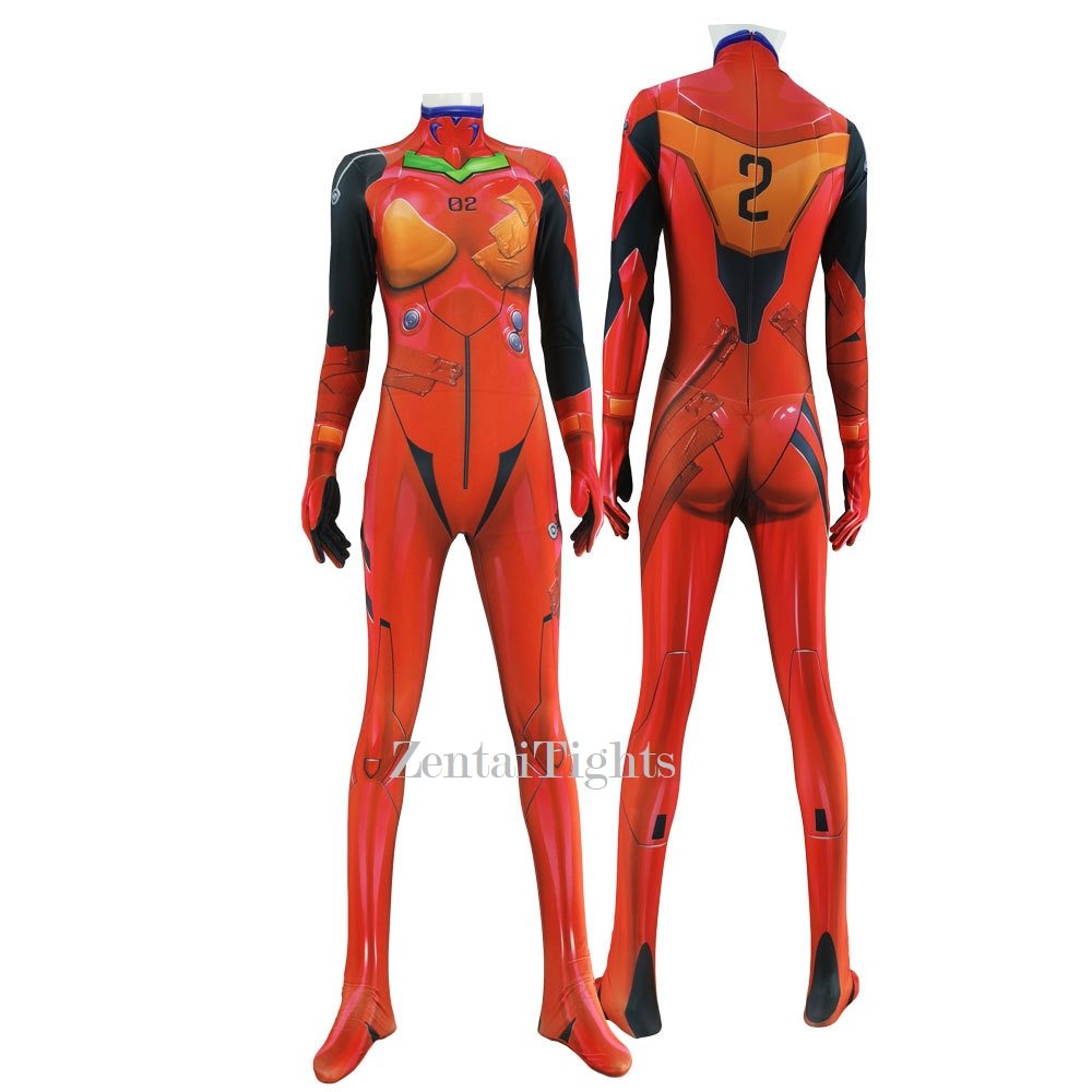Halloween Evangelion Asuka costume one-piece EVA Asuka Langley cosplay zentai suit