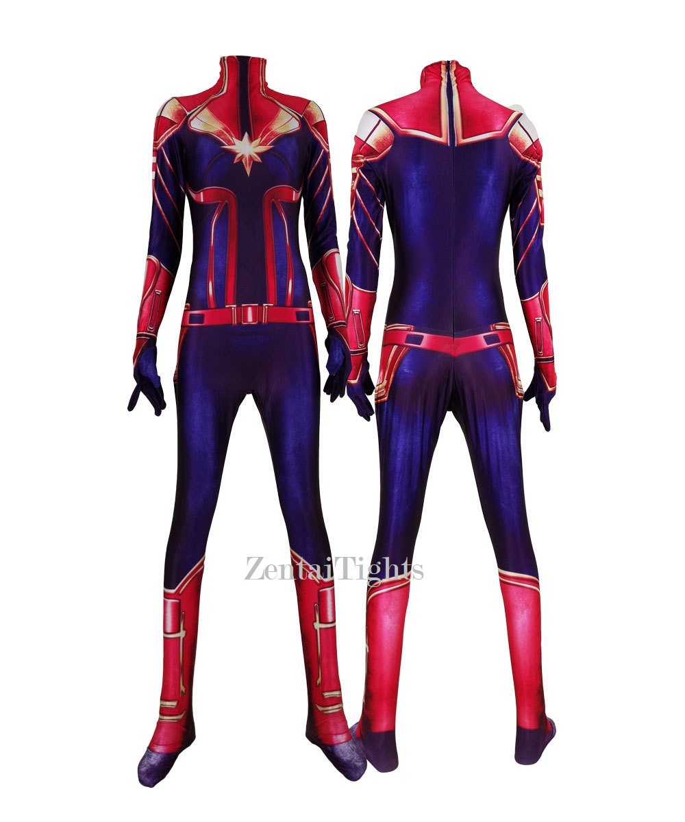 Captain Marvel Halloween costume superhero Captain Marvel Cosplay zentai suit