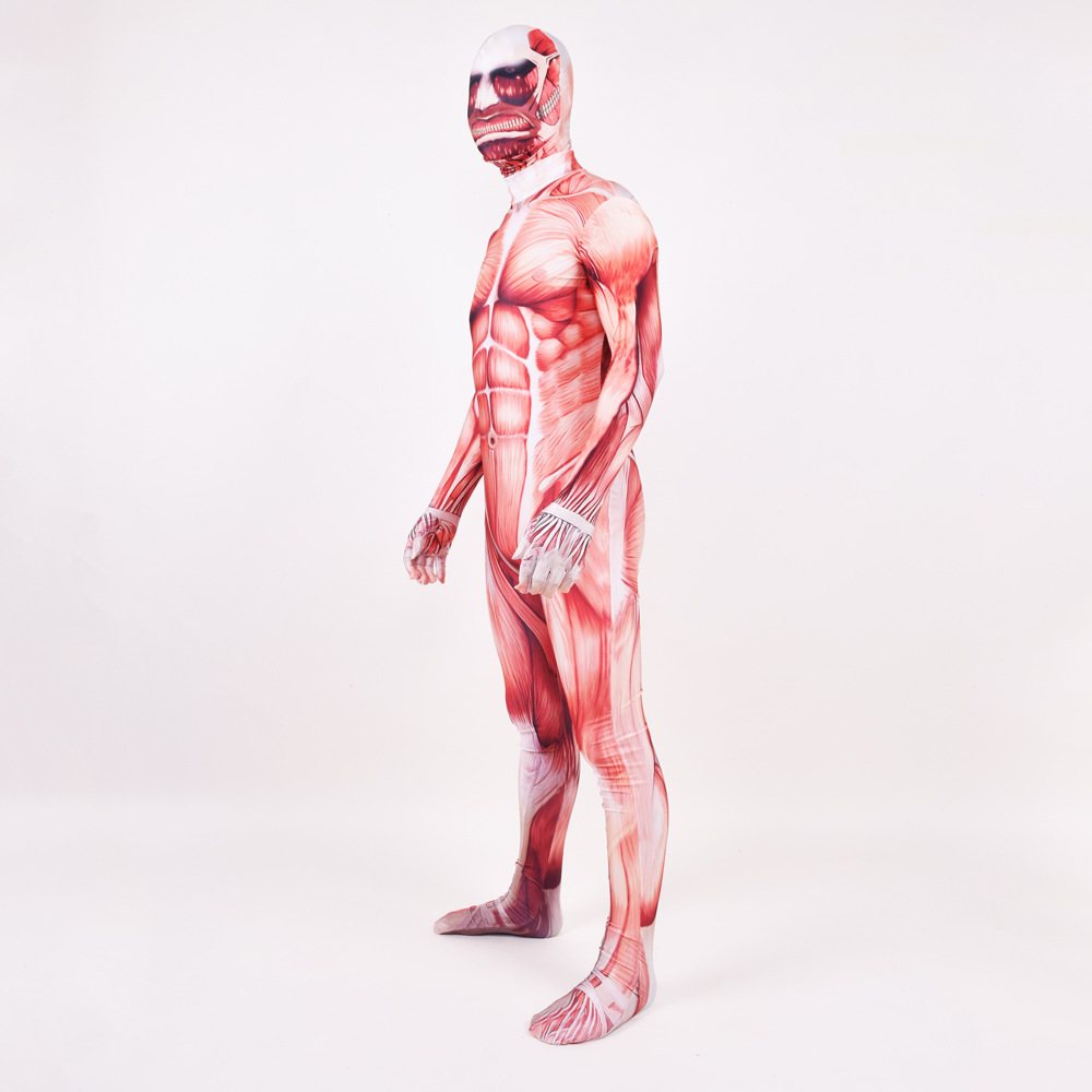 Halloween Anime full body muscle costume Attack on Titan cosplay zentai suit