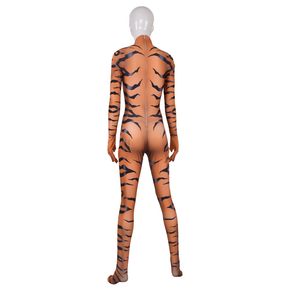 Halloween Red Black Cat Cosplay Tiger Skin Bodysuit cosplay animal zentai suit