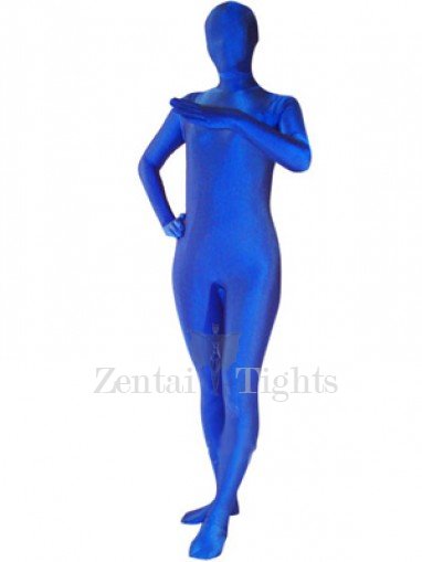 Unicolor Blue Lycra Spandex  Full body Zentai Suit