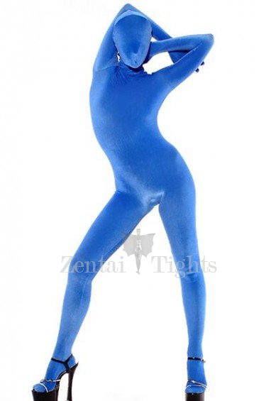 Blue Cotton Lycra Unisex Catsuit