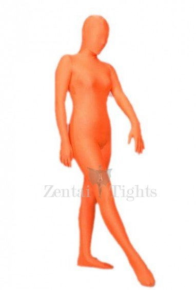 Orange Lycra Spandex Full body Zentai Suit