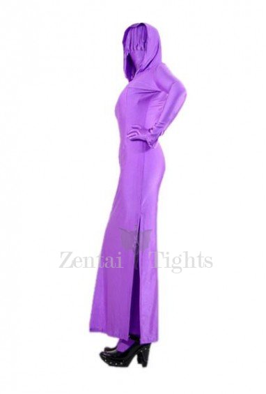 Purple Lycra Spandex Unisex Full body Zentai Suit in Skirt Style
