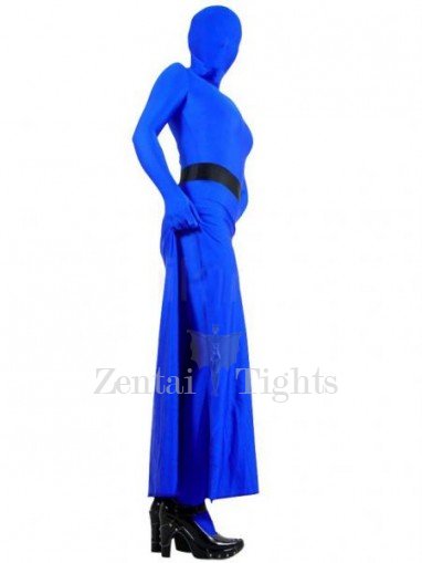 Skirt Style Blue Lycra Spandex Unisex Full body Zentai Suit in