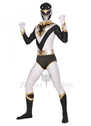 Black White Lycra Spandex Unisex  Full body Zentai Suit