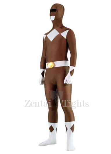 Coffee and White Lycra Spandex Unisex Full body Zentai Suit