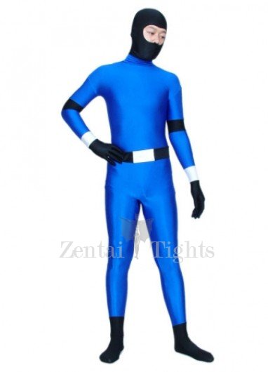 Blue And Black Ninja Spandex Full body Zentai Suit