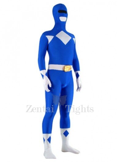 Blue with White Lycra Spandex Super Hero Unisex  Full body Zentai Suit