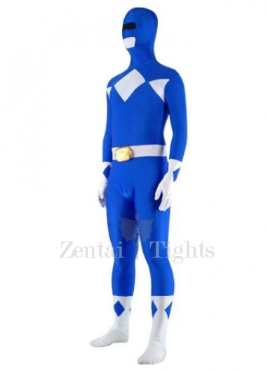 Blue with White Lycra Spandex Super Hero Unisex  Full body Zentai Suit