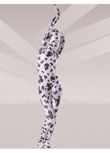 Brown And White Cow Lycra Spandex Unisex Full body Zentai Suit