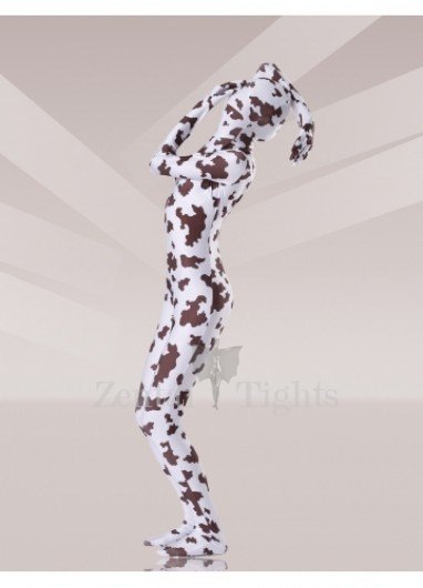 Brown And White Cow Lycra Spandex Unisex Full body Zentai Suit