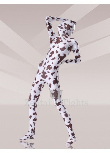 Brown And White Cow Lycra Spandex Unisex Full body Zentai Suit