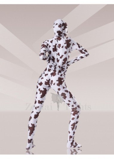 Brown And White Cow Lycra Spandex Unisex Full body Zentai Suit