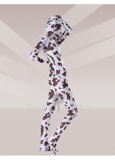 Brown And White Cow Lycra Spandex Unisex Full body Zentai Suit