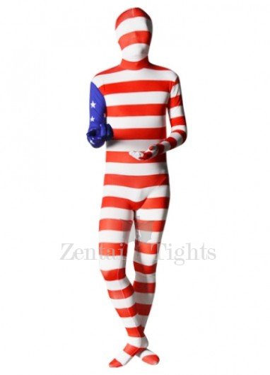 Pattern of American Flag Unisex Lycra Full body Zentai Suit