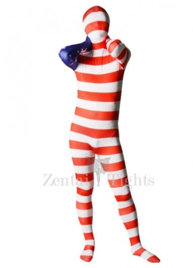 Pattern of American Flag Unisex Lycra Full body Zentai Suit