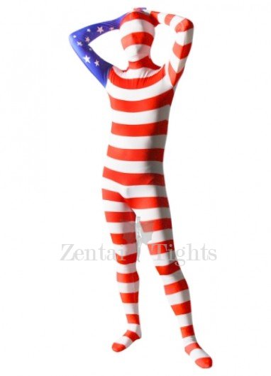 Pattern of American Flag Unisex Lycra Full body Zentai Suit