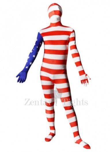 Pattern of American Flag Unisex Lycra Full body Zentai Suit