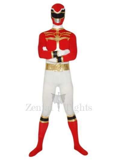 Red And White Super Hero Lycra Full body Zentai Suit