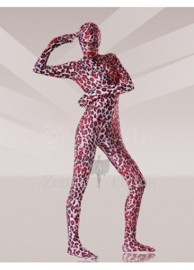 Red Leopard Lycra Spandex  Full body Zentai Suit