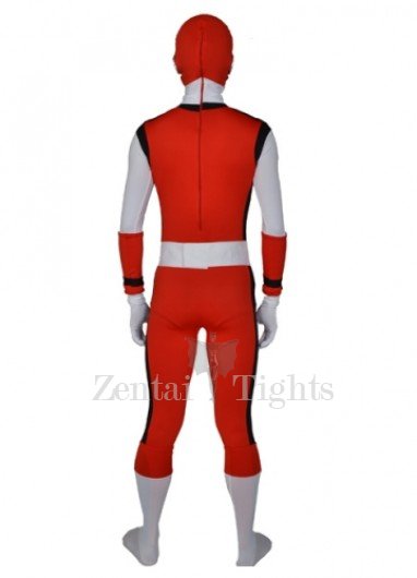 Red with Black White Lycra Full body Zentai Suit Zentai Men\'s Suit