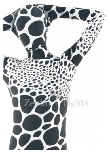 White Black Dot Lycra Spandex Unisex Full body Zentai Suit