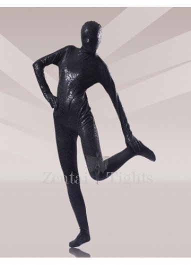 Black Leopard Shiny Metallic Unisex Full body Zentai Suits