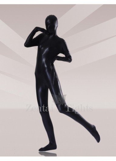 Black Shiny Metallic Unisex Full body Zentai Suits