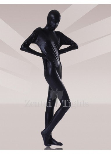 Black Shiny Metallic Unisex Full body Zentai Suits
