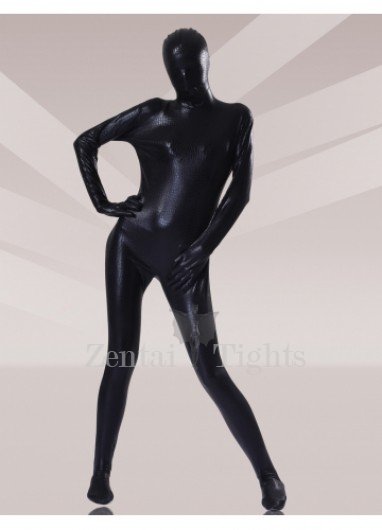 Black Shiny Metallic Unisex Full body Zentai Suits