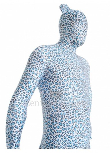 Blue Lycra Spandex Unisex Leopard Full body Zentai Suits